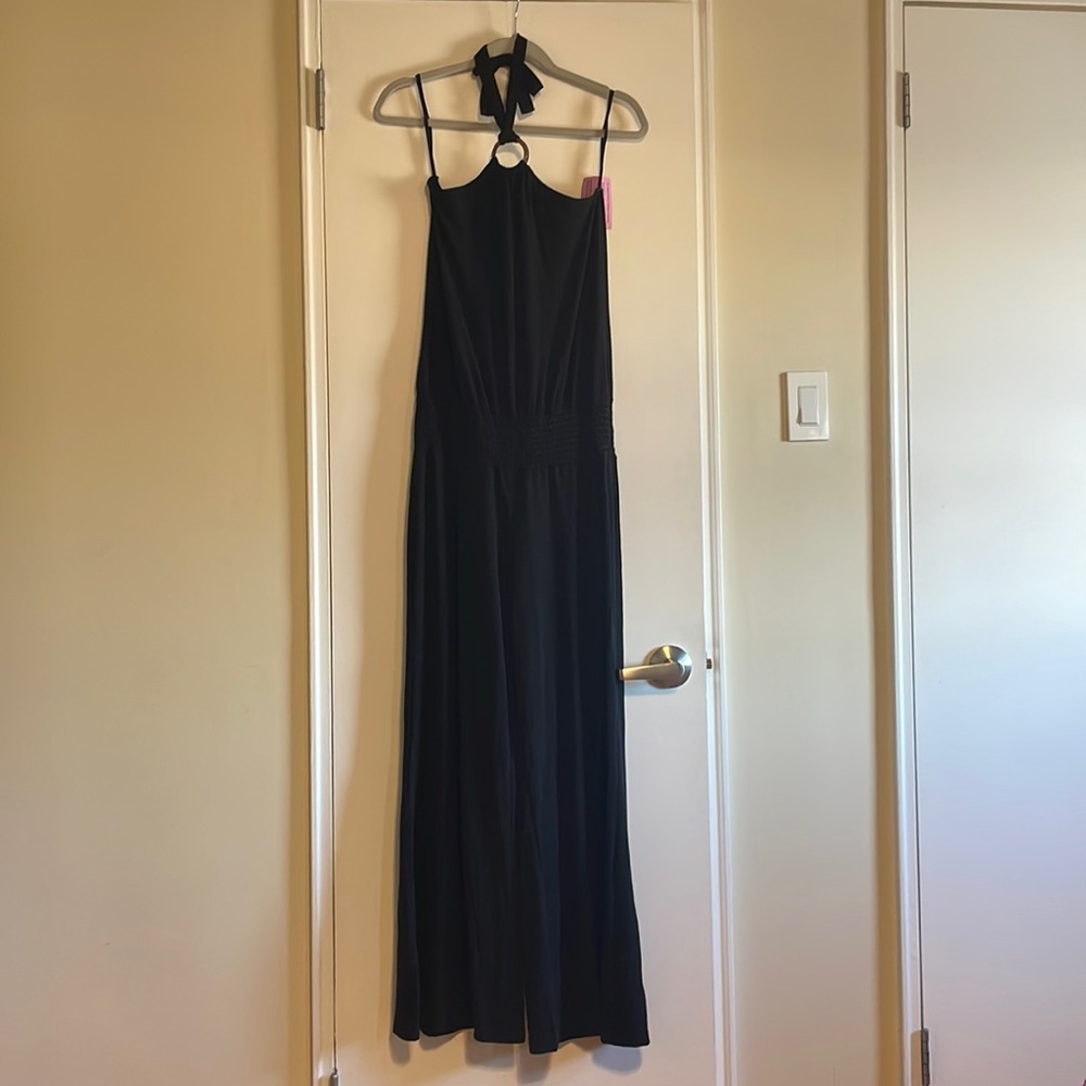 Black halter wide leg jumpsuit